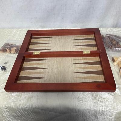 Wooden chess checkers backgammon game