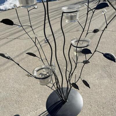 Silver Tray and Metal Tea Lite Tree