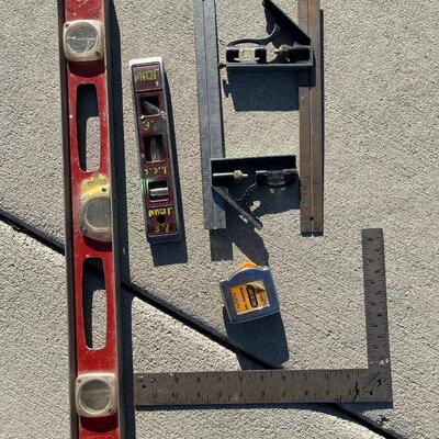 Lot of Leveling and Measuring Tools