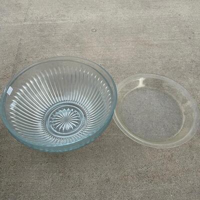Crystal Bowl and Pyrex Pie Dish