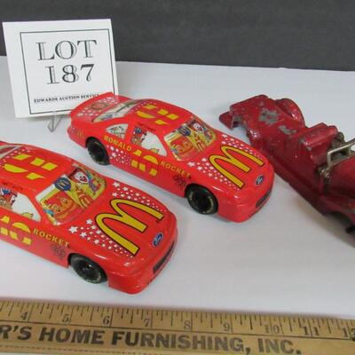 2 McDonalds Ronald Rocket Cars, Vintage Metal Car For Parts