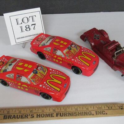 2 McDonalds Ronald Rocket Cars, Vintage Metal Car For Parts