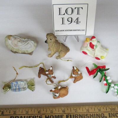 Lot of Vintage Christmas Ornaments and Decor, Goebel Baby Jesus, 3 Deer, More