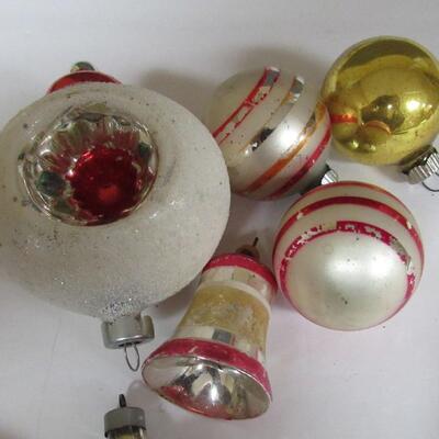 Lot of Vintage Glass Christmas Ornaments, Dog in Bag, Head, Indents, More