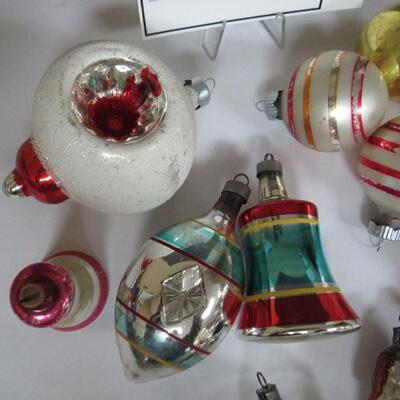 Lot of Vintage Glass Christmas Ornaments, Dog in Bag, Head, Indents, More