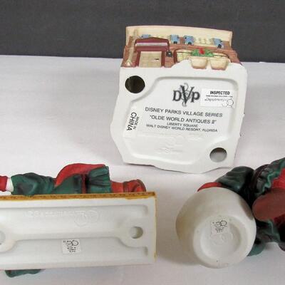 Vintage Dept 56 Lot, Merry Makers Elves in Boxes and Disney Parks Village Olde World Antiques II