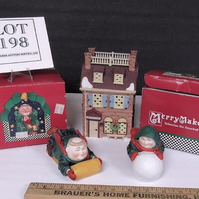 Vintage Dept 56 Lot, Merry Makers Elves in Boxes and Disney Parks Village Olde World Antiques II