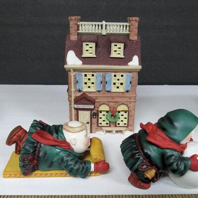 Vintage Dept 56 Lot, Merry Makers Elves in Boxes and Disney Parks Village Olde World Antiques II
