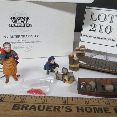 1995, Dept 56 Heritage Village Lobster Trappers Set of 4, MIB, Retired (Lot 209, Not 210, Sorry!)