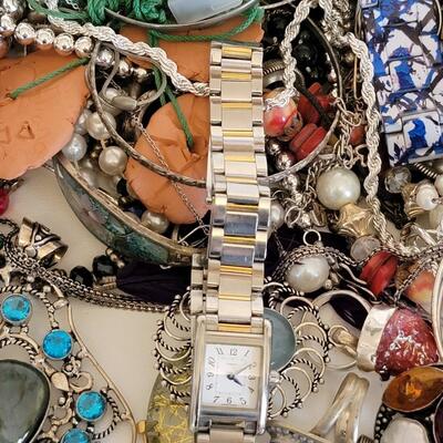 Lot of Sterling & Costume Jewelry,  Watches,  lighter