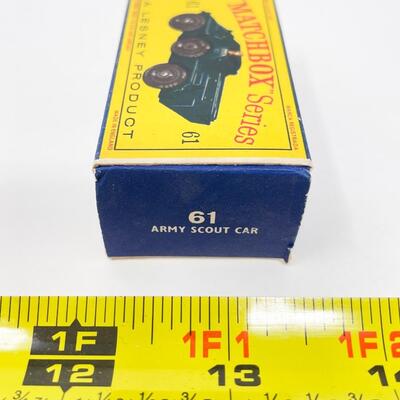 VINTAGE LESNEY MATCHBOX SERIES NO. 61 - ARMY FERRET SCOUT CAR W/ BOX