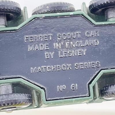 VINTAGE LESNEY MATCHBOX SERIES NO. 61 - ARMY FERRET SCOUT CAR W/ BOX