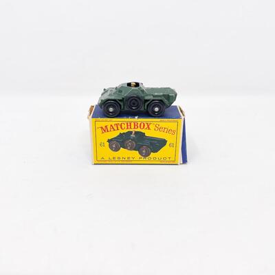 VINTAGE LESNEY MATCHBOX SERIES NO. 61 - ARMY FERRET SCOUT CAR W/ BOX