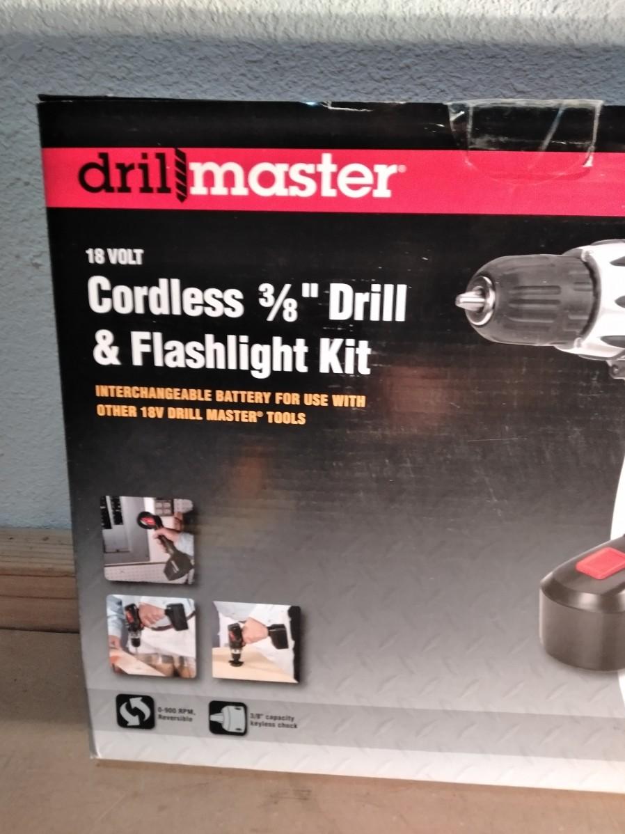 Drill master 18v cordless best sale drill and flashlight kit