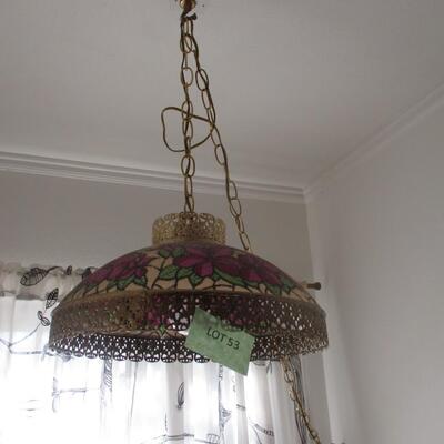 Vintage Pendant Tiffany Style Faux Stained Glass Hanging Lamp