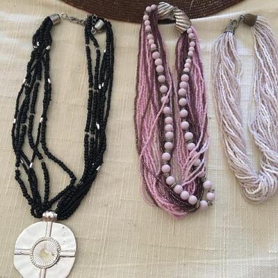 Collection twisted bead necklaces