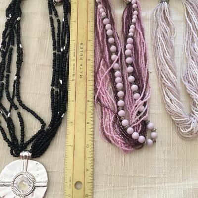 Collection twisted bead necklaces
