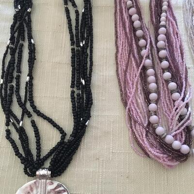 Collection twisted bead necklaces