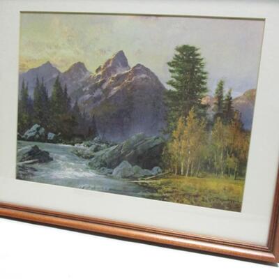 Framed Mountain Art Signed by Robert Wood