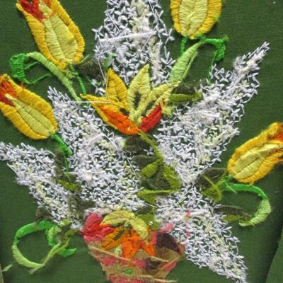 Detailed Unframed Floral Needlework Art