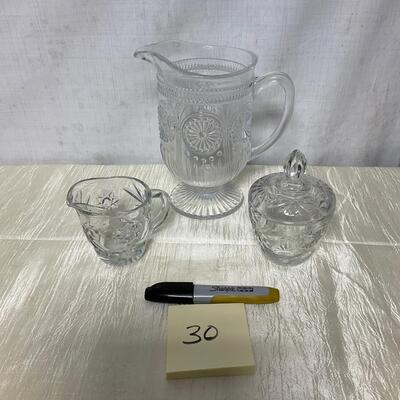 Glass pitcher cream and sugar
