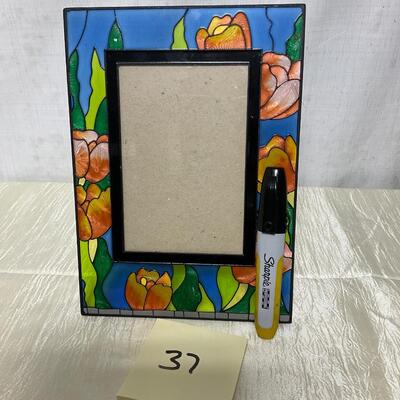 Stain glass flower picture frame