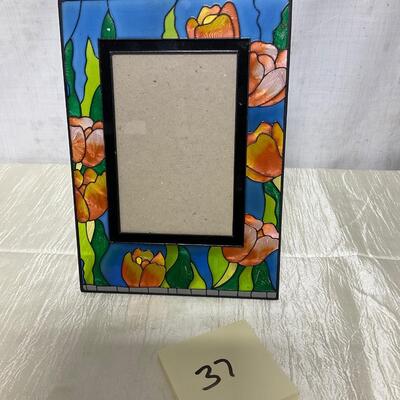 Stain glass flower picture frame