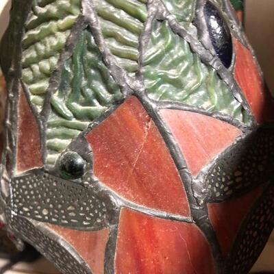 Small stain glass metal lamp about 12 inches tall