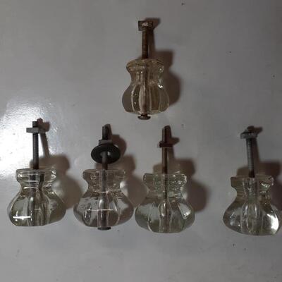 5 vintage glass drawer knobs