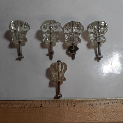 5 vintage glass drawer knobs