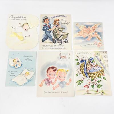 VINTAGE â€œNEW BABYâ€ GREETING CARD BUNDLE #3