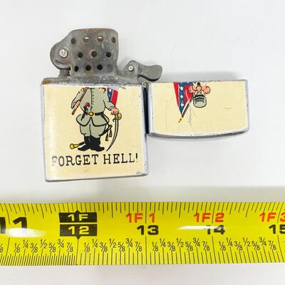 VINTAGE â€œFORGET HELL!â€ CIVIL WAR CONFEDERATE STYLE LIGHTER - MADE IN JAPAN
