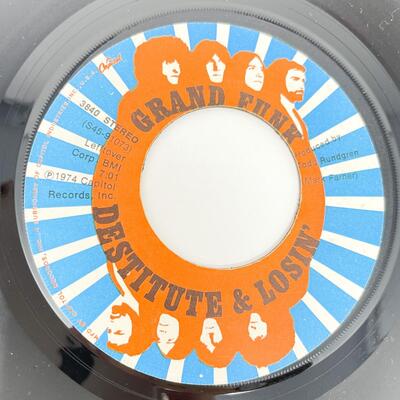 1974 45 RPM GRAND FUNK 3840 "DESTITUTE & LOSIN'/THE LOCO-MOTION" VINYL RECORD SINGLE