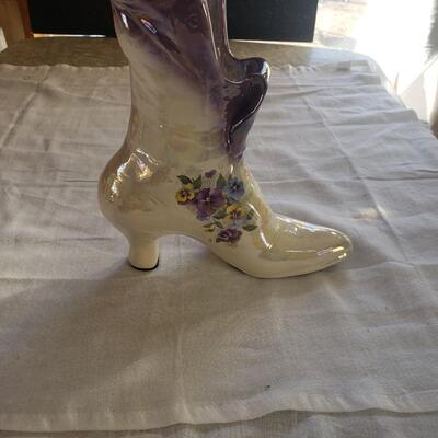 Ceramic boot decor flower pot 10 inch tall