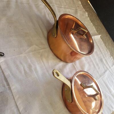 Copper coated pots 8&6 with lids