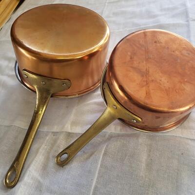 Copper coated pots 8&6 with lids