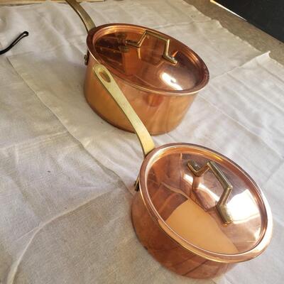 Copper coated pots 8&6 with lids