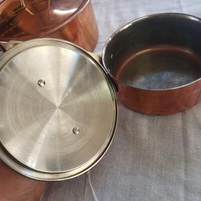 Copper coated pots 8&6 with lids