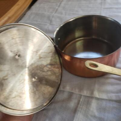 Copper coated pots 8&6 with lids