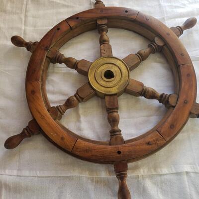 Ship wheel wood brass 26 inch