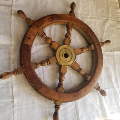 Ship wheel wood brass 26 inch