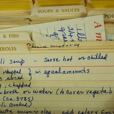 Lot 181- recipe card files, binders and custom collections. Cookbooks