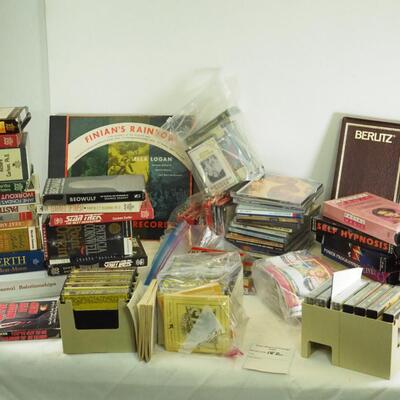Lot 182 vintage media, books on cassette, VHS, Readers digest collections