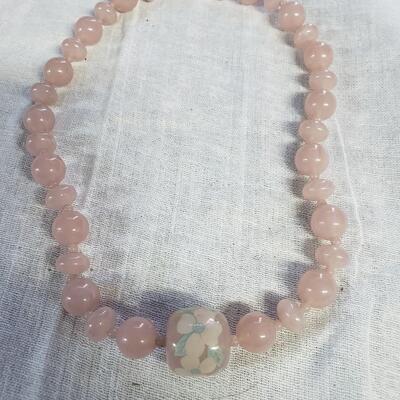 Pink baklite necklace 20 inch flowers