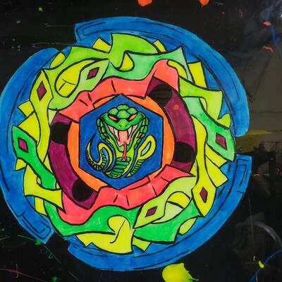 Neon snake art 48 wide 30 tall