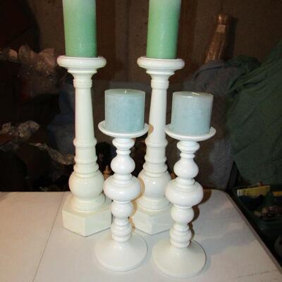 LOT 10  TWO SETS OF CANDLESTICKS