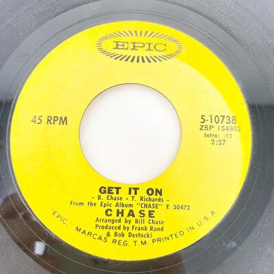 45 RPM CHASE 5-10783 "GET IT ON/RIVER" VINYL RECORD SINGLE`