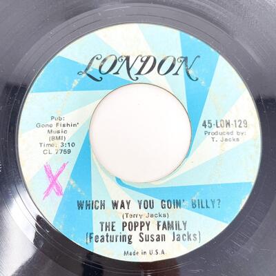 45 RPM THE POPPY FAMILY 45-LON-129 "ENDLESS SLEEP/WHICH WAY YOU GOIN' BILLY?" VINYL RECORD SINGLE