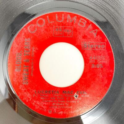 45 RPM BLOOD, SWEAT & TEARS 4-45235 "LUCRETIA MAC EVIL/LUCRETIA'S REPRISE" VINYL RECORD SINGLE