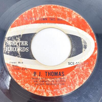 45 RPM B. J. THOMAS SCE-12235 "HOOKED ON A FEELING/I'VE BEEN DOWN THIS ROAD BEFORE" VINYL RECORD SINGLE
